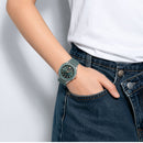 Naviforce Reloj Analógico Verde con Detalles Plateados con Correa de Acero Inoxidable, Diámetro de 35 mm, Cristal Acrílico HD y Resistencia al Agua 5 ATM.