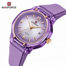 Naviforce Reloj Analógico Morado con Correa de Silicona, Diámetro de 36 mm, Cristal Acrílico HD y Resistencia al Agua 5 ATM.