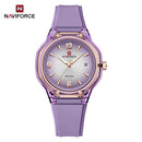 Naviforce Reloj Analógico Morado con Correa de Silicona, Diámetro de 36 mm, Cristal Acrílico HD y Resistencia al Agua 5 ATM.