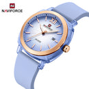 Naviforce Reloj Analógico Lila con Correa de Silicona, Diámetro de 37 mm, Cristal Acrílico HD y Resistencia al Agua 5 ATM.