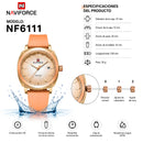 Naviforce Reloj Analógico Rose Gold con Correa de Silicona, Diámetro de 37 mm, Cristal Acrílico HD y Resistencia al Agua 5 ATM.