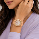 Naviforce Reloj Analógico Rose Gold con Correa de Silicona, Diámetro de 37 mm, Cristal Acrílico HD y Resistencia al Agua 5 ATM.
