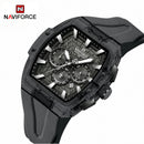 Naviforce Reloj Cronógrafo Gris Oscuro con Correa de Silicona, Diámetro de 47 mm y Resistencia al Agua 5 ATM.