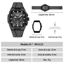 Naviforce Reloj Cronógrafo Gris Oscuro con Correa de Silicona, Diámetro de 47 mm y Resistencia al Agua 5 ATM.