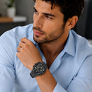 Naviforce Reloj Cronógrafo Gris Oscuro con Correa de Silicona, Diámetro de 47 mm y Resistencia al Agua 5 ATM.