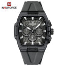 Naviforce Reloj Cronógrafo Gris Oscuro con Correa de Silicona, Diámetro de 47 mm y Resistencia al Agua 5 ATM.