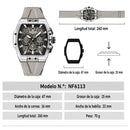 Naviforce Reloj Cronógrafo Gris Claro con Correa de Silicona, Diámetro de 47 mm, Cristal Acrílico HD y Resistencia al Agua 5 ATM.