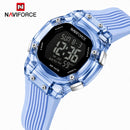 Naviforce Reloj Digital Azul con Correa de Silicona, Diámetro de 36 mm, Cristal Acrílico HD y Resistencia al Agua 5 ATM.