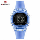 Naviforce Reloj Digital Azul con Correa de Silicona, Diámetro de 36 mm, Cristal Acrílico HD y Resistencia al Agua 5 ATM.