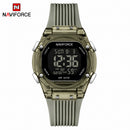 Naviforce Reloj Digital Verde con Negro con Correa de Silicona, Diámetro de 36 mm, Cristal Acrílico HD y Resistencia al Agua 5 ATM.