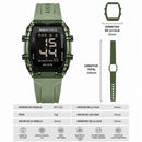 Naviforce Reloj Digital Verde con Pantalla LCD, Correa de Silicona, Diámetro de 35 mm, Luz LED y Resistencia al Agua 3 ATM.