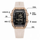 Naviforce Reloj Digital Rose Gold  con Pantalla LCD, Correa de Silicona, Diámetro de 35 mm, Luz LED y Resistencia al Agua 3 ATM.