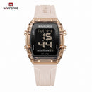 Naviforce Reloj Digital Rose Gold  con Pantalla LCD, Correa de Silicona, Diámetro de 35 mm, Luz LED y Resistencia al Agua 3 ATM.