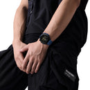 Naviforce Reloj Digital Negro con Detalles Azules, Correa de Silicona, Diámetro de 45 mm, Cristal Acrílico HD y Resistencia al Agua 5 ATM.