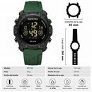 Naviforce Reloj Digital Negro con Detalles Verdes, Correa de Silicona, Diámetro de 45 mm, Cristal Acrílico HD y Resistencia al Agua 5 ATM.