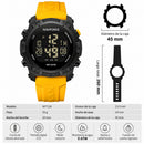 Naviforce Reloj Digital Amarillo con Detalles Negros, Correa de Silicona, Diámetro de 45 mm, Cristal Acrílico HD y Resistencia al Agua 5 ATM.