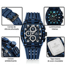 Naviforce Reloj Cronógrafo Azul con Correa de Silicona, Diámetro de 42.5 mm, Cristal Acrílico HD y Resistencia al Agua 3 ATM o 5 ATM.
