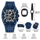 Naviforce Reloj Cronógrafo Azul con Correa de Silicona, Diámetro de 42.5 mm, Cristal Acrílico HD y Resistencia al Agua 3 ATM o 5 ATM.