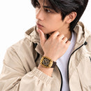 Naviforce Reloj Cronógrafo Rose Gold con Correa Marrón de Silicona, Diámetro de 42.5 mm, Cristal Acrílico HD y Resistencia al Agua 3 ATM o 5 ATM.