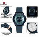 Naviforce Reloj Analógico Azul con Correa de Silicona, Diámetro de 34 mm, Cristal Acrílico HD y Resistencia al Agua 5 ATM.