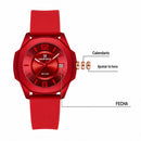 Naviforce Reloj Analógico Rojo con Correa de Silicona, Diámetro de 34 mm, Cristal Acrílico HD y Resistencia al Agua 5 ATM