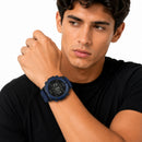Naviforce Reloj Digital Azul Oscuro con Correa de Silicona, Diámetro de 44 mm, Cristal Acrílico HD y Resistencia al Agua 5 ATM.