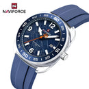 Naviforce Reloj Analógico Blanco con Detalles Azules,  Diámetro de 41 mm, Cristal Acrílico HD y Resistencia al Agua 5 ATM.