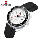 Naviforce Reloj Analógico Blanco con Detalles Negros, Diámetro de 41 mm, Cristal Acrílico HD y Resistencia al Agua 5 ATM.