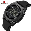 Naviforce Reloj Digital Negro con Correa de Silicona, Diámetro de 48 mm, Cristal Acrílico HD y Resistencia al Agua 5 ATM.