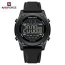 Naviforce Reloj Digital Negro con Correa de Silicona, Diámetro de 48 mm, Cristal Acrílico HD y Resistencia al Agua 5 ATM.