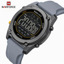 Naviforce Reloj Digital Gris Claro con Correa de Silicona, Diámetro de 48 mm, Cristal Acrílico HD y Resistencia al Agua 5 ATM.