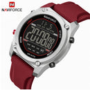 Naviforce Reloj Digital Rojo con Correa de Silicona, Diámetro de 48 mm, Cristal Acrílico HD y Resistencia al Agua 5 ATM.