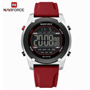 Naviforce Reloj Digital Rojo con Correa de Silicona, Diámetro de 48 mm, Cristal Acrílico HD y Resistencia al Agua 5 ATM.
