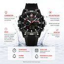 Naviforce Reloj Analógico y Digital Negro con Correa de Silicona, Diámetro de 44 mm, Cristal Acrílico HD y Resistencia al Agua 5 ATM.