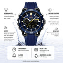 Naviforce Reloj Analógico y Digital Azul con Detalles Negros, Correa de Silicona, Diámetro de 44 mm y Resistencia al Agua 5 ATM.