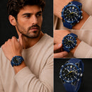 Naviforce Reloj Analógico y Digital Azul con Detalles Negros, Correa de Silicona, Diámetro de 44 mm y Resistencia al Agua 5 ATM.