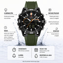 Naviforce Reloj Analógico y Digital Verde con Detalles Negros, Correa de Silicona, Diámetro de 44 mm y Resistencia al Agua 5 ATM.