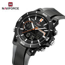 Naviforce Reloj Analógico y Digital Gris con Detalles Negros, Correa de Silicona, Diámetro de 44 mm y Resistencia al Agua 5 ATM.