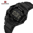 Naviforce Reloj Digital Negro, Correa de Silicona, Diámetro de 46 mm y Resistencia al Agua 5 ATM.