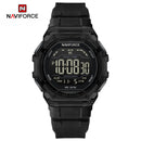 Naviforce Reloj Digital Negro, Correa de Silicona, Diámetro de 46 mm y Resistencia al Agua 5 ATM.