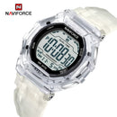 Naviforce Reloj Digital Blanco, Correa de Silicona, Diámetro de 46 mm y Resistencia al Agua 5 ATM.