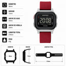 Naviforce Reloj Digital Rojo con Detalles Plateados, Correa de Silicona, Diámetro de 48 mm, Cristal Acrílico HD y Resistencia al Agua 5 ATM.