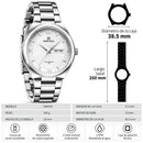 Naviforce Reloj Analógico Plateado para Hombre con Esfera Blanca y Correa de Acero Inoxidable, Diámetro de 38.5 mm, Calendario y Resistencia al Agua 3 ATM.
