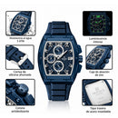 Naviforce Reloj Cronógrafo de Hombre con Esfera Cuadrada Azul Ø42 mm, Correa de Silicona Azul, Cristal Mineral Endurecido y Resistencia al Agua 3 ATM