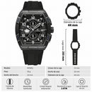 Naviforce Reloj Cronógrafo Blanco con Detalles Negros, Correa de Silicona, Diámetro de 44 mm, Cristal Mineral Endurecido y Resistencia al Agua 3 ATM.