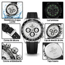 Naviforce Reloj Cronógrafo Blanco con Detalles Negros y Plateados, Correa de Silicona, Diámetro de 42.5 mm, Cristal Mineral Endurecido y Resistencia al Agua 3 ATM.