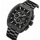 Naviforce Reloj Analógico Cronógrafo de Hombre con Esfera Rectangular Negra de 44 mm, Correa de Acero Inoxidable, Cristal Mineral Endurecido y Resistencia al Agua 3 ATM