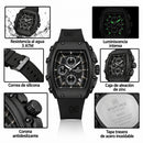 Naviforce Reloj de Cuarzo Negro 3 ATM con Cronógrafo, Correa de Silicona y Diámetro de 43mm.