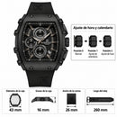 Naviforce Reloj de Cuarzo Negro 3 ATM con Cronógrafo, Correa de Silicona y Diámetro de 43mm.