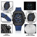 Naviforce Reloj de Cuarzo Azul y Negro 3 ATM con Cronógrafo, Correa de Silicona y Diámetro de 43mm.